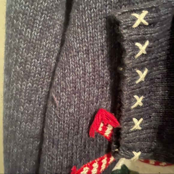 Vintage Christmas Ugly Zip Up Sweater With Snowmen Pearled Embroiderer - Picture 5 of 6